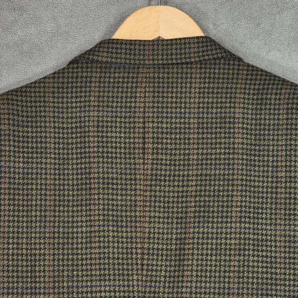 Vtg Nordstrom Sport Coat 44R Men Green Houndstooth 2 Button‎ Academia Preppy USA